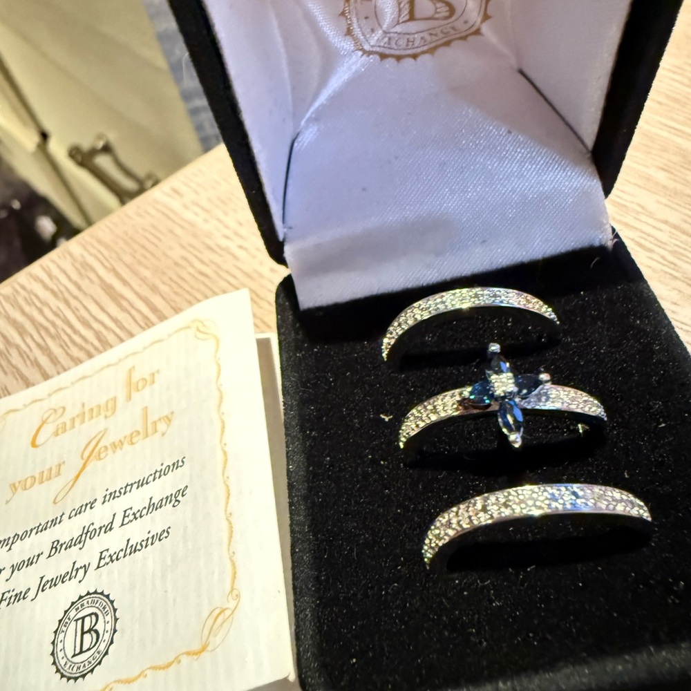 The Bradford Exchange Blue and Silver Ring Trio